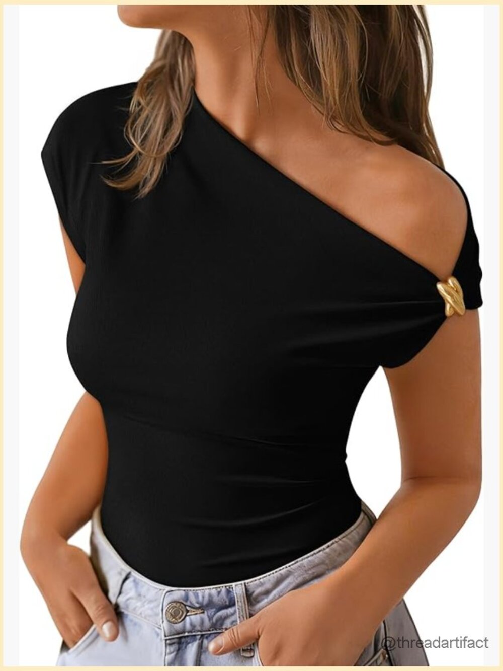 Off Shoulder Asymmetrical Ruched Cap Sleeve Blouse